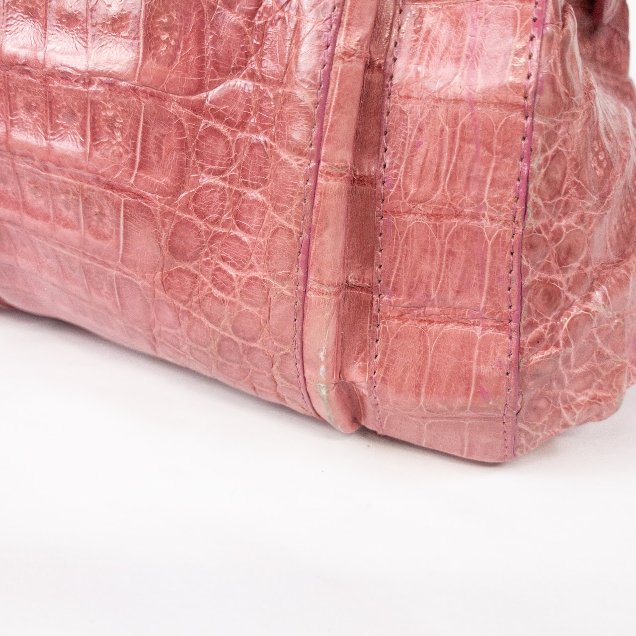 Nancy Gonzalez Pink Crocodile Hand Bag