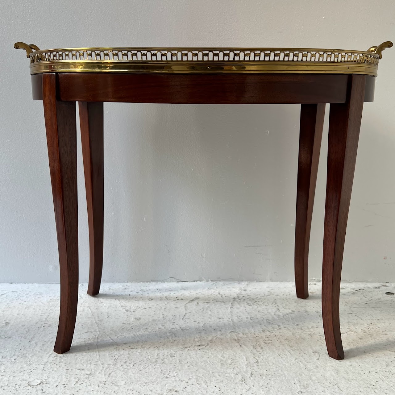 French Style Mahogany Hand Painted Oval Accent Table