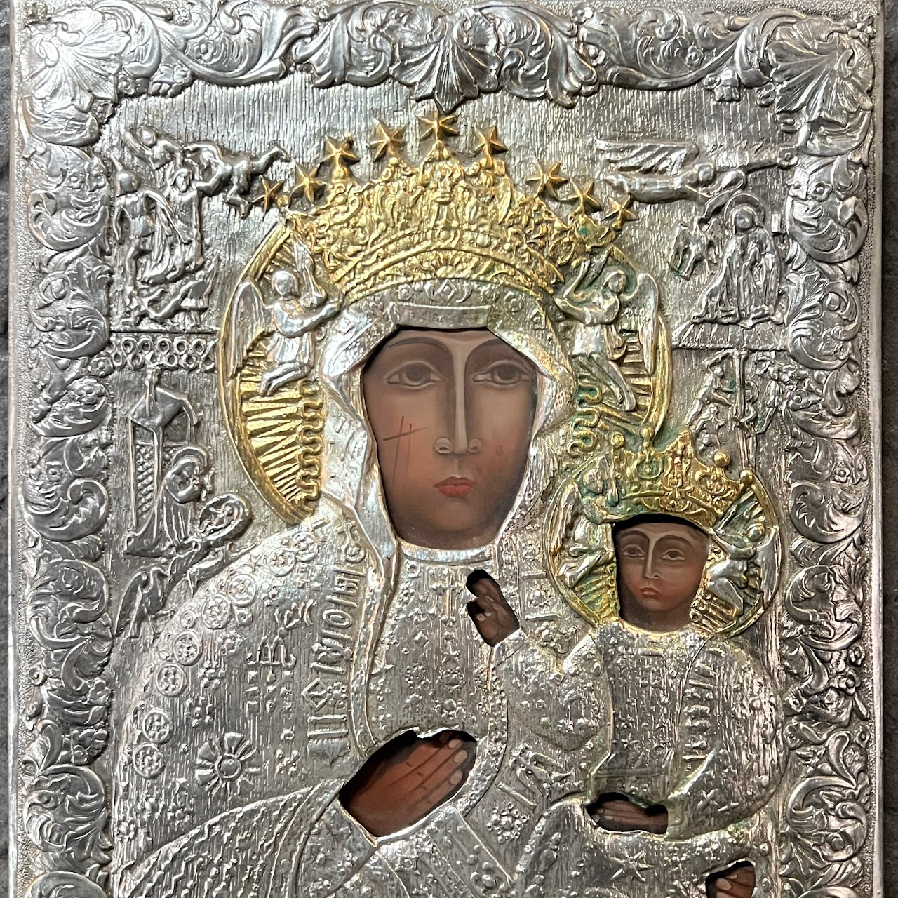 Our Lady of Czetocho Mixed Media Painting