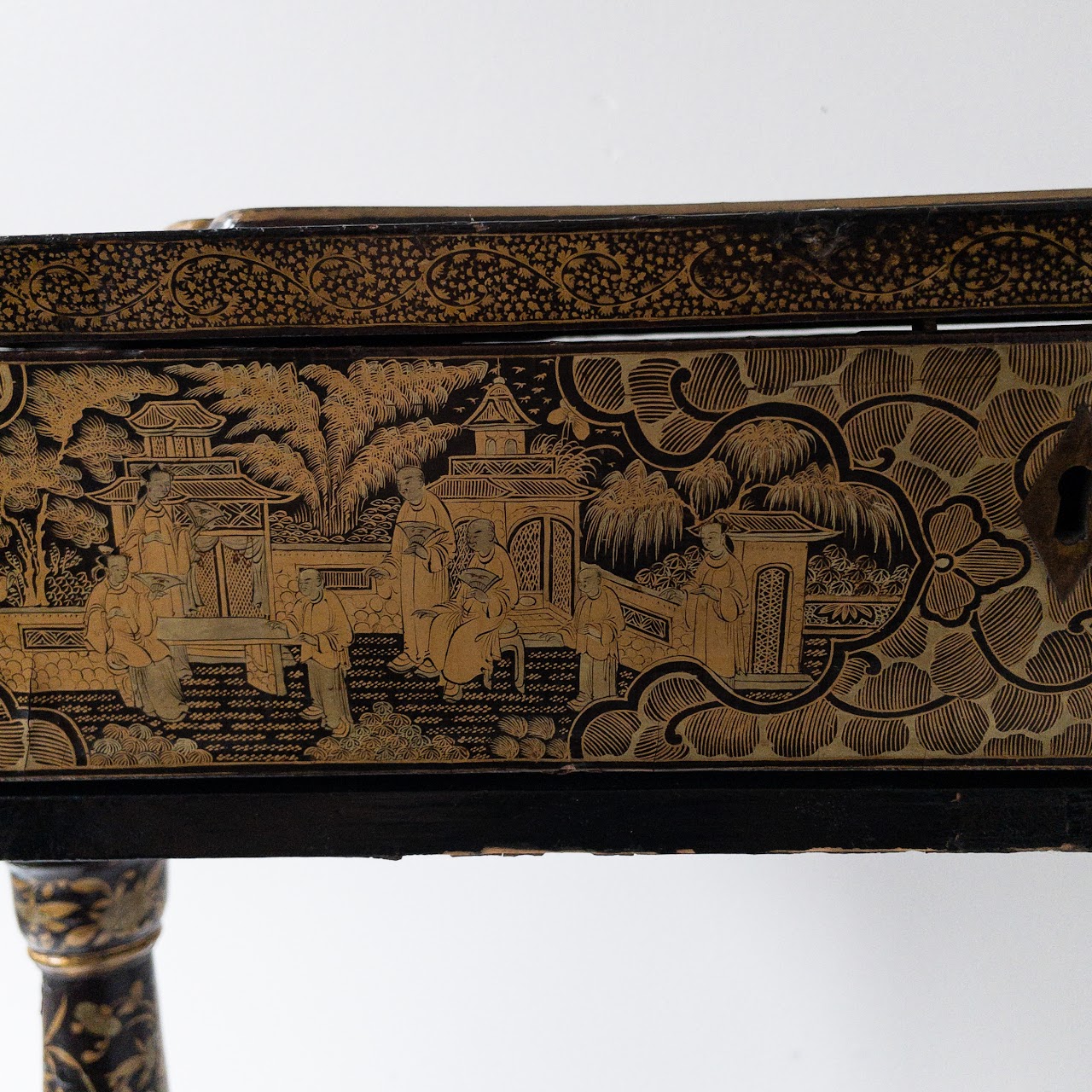 19th Century Chinoiserie Dragon Footed Chinese Export Sewing Table