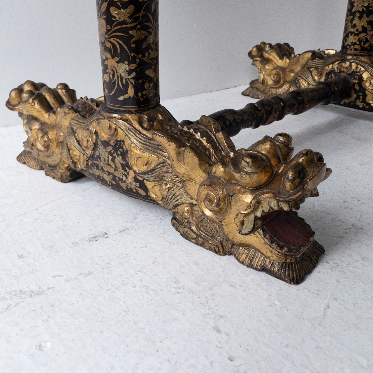 19th Century Chinoiserie Dragon Footed Chinese Export Sewing Table