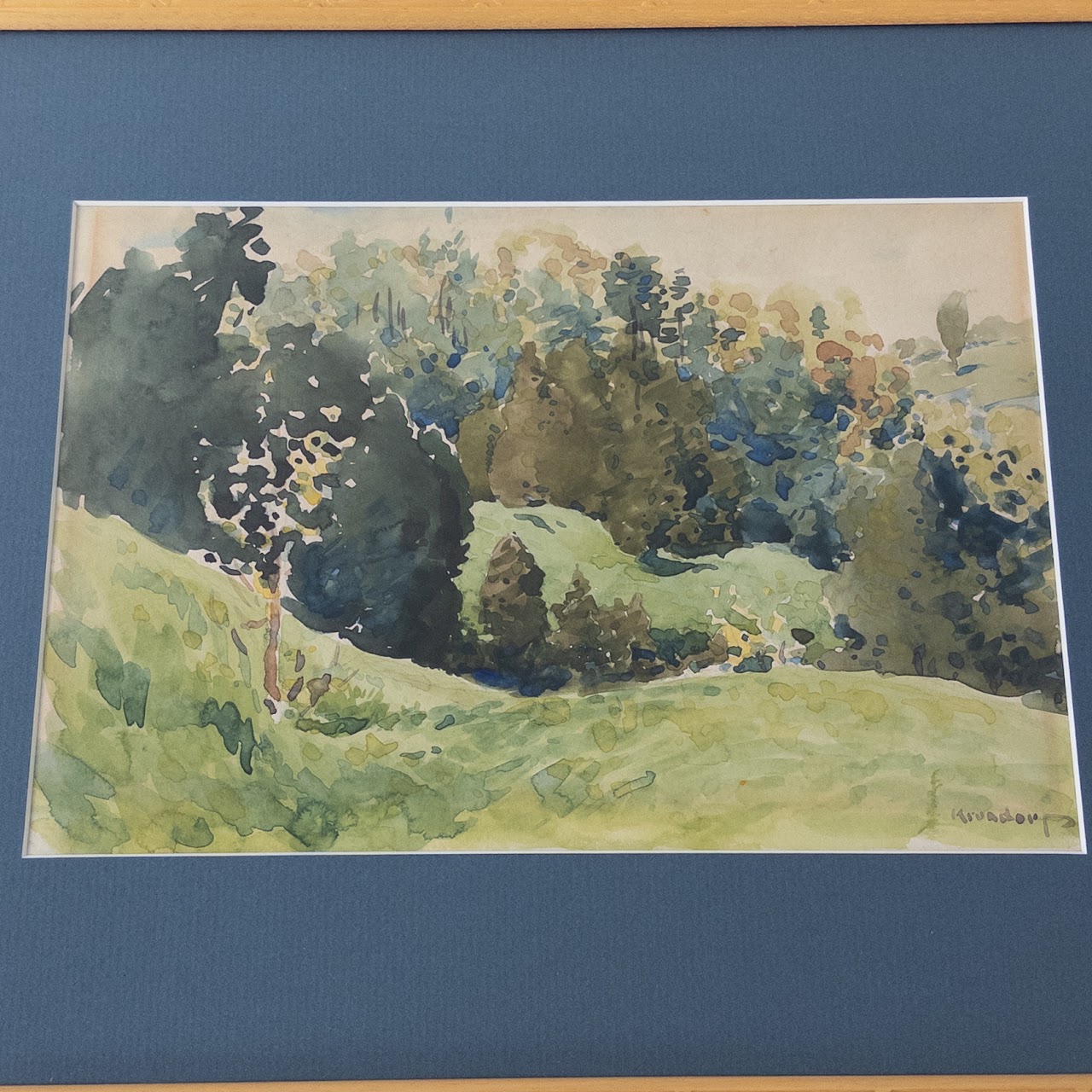 Hills and Vales  Vintage Watercolor Landscape Painting