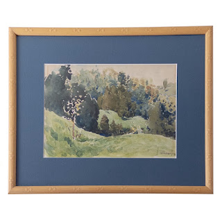 Hills and Vales  Vintage Watercolor Landscape Painting