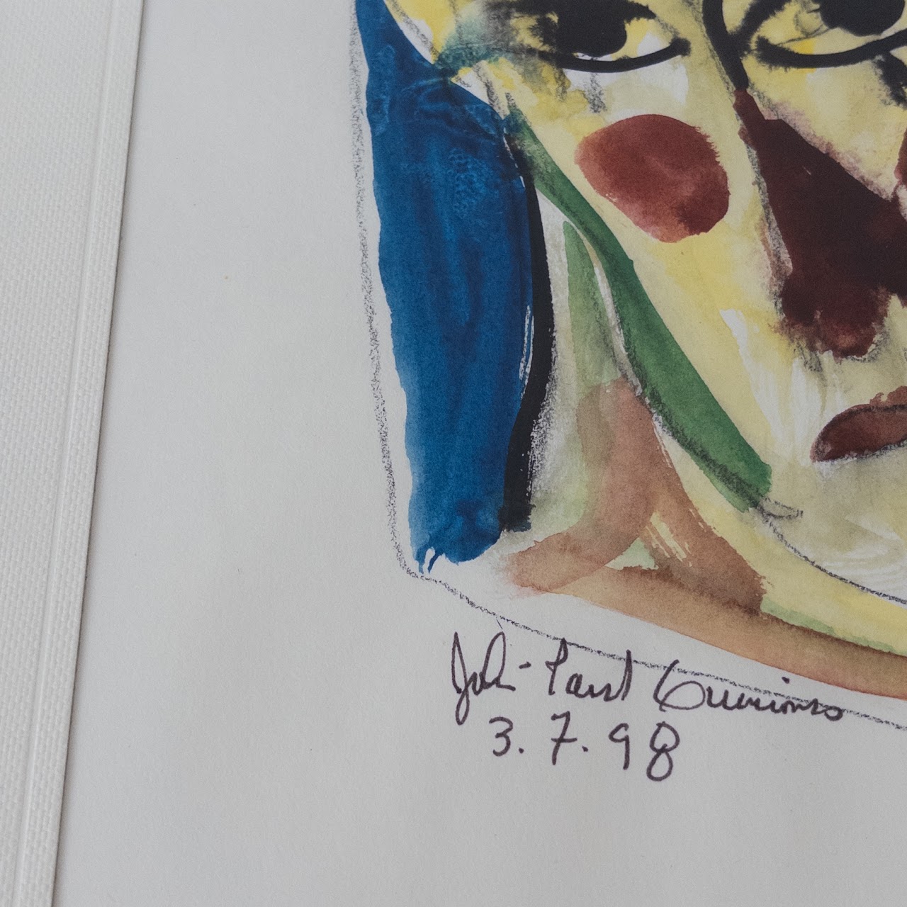 John-Paul Quinones Signed Contemporary Expressionist Watercolor Portrait Painting
