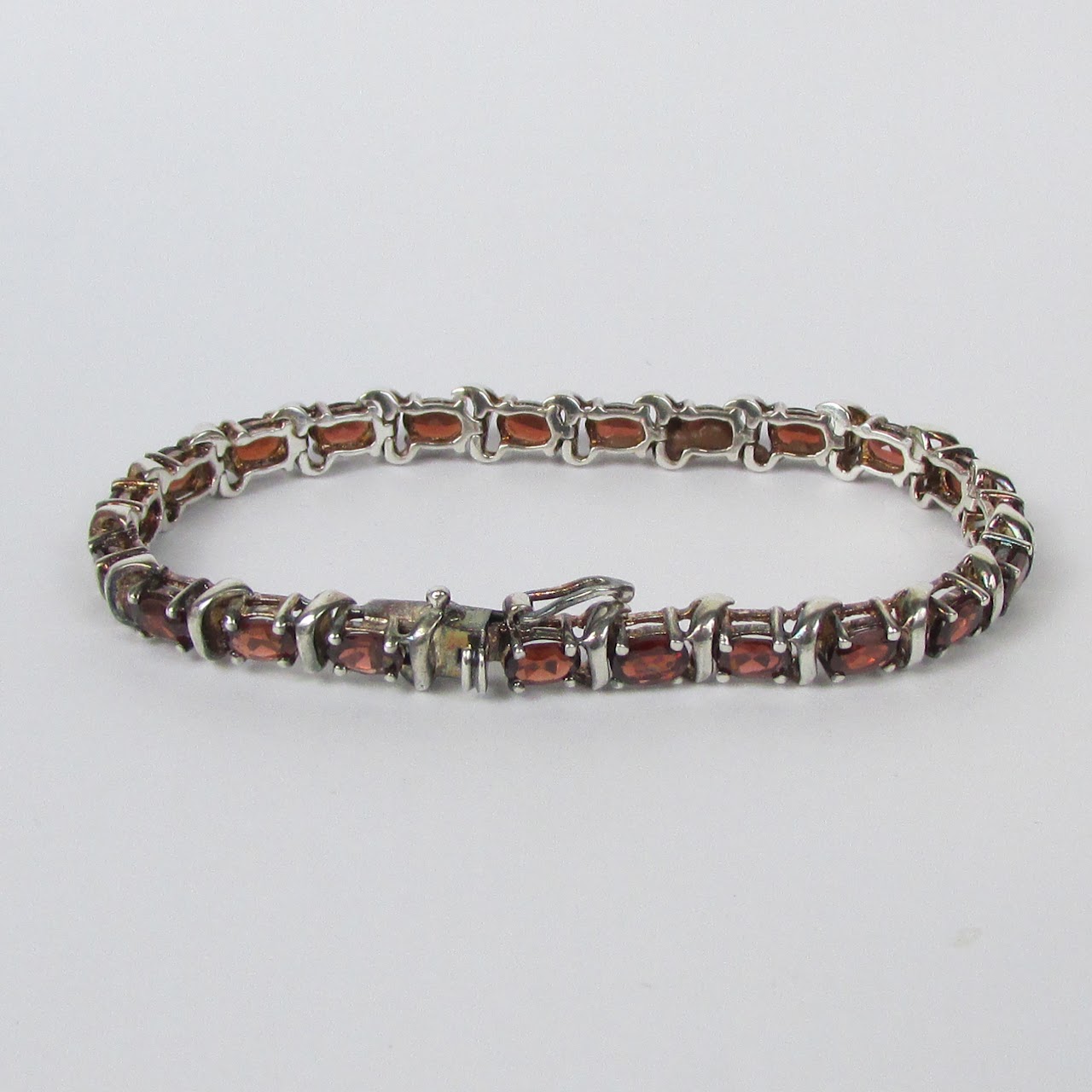 Sterling Silver & Red Stone Bracelet