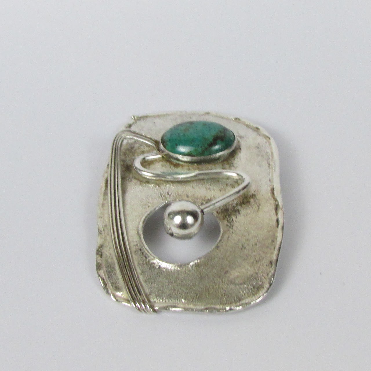 Silver & Turquoise Handmade Modernist Convertible Brooch