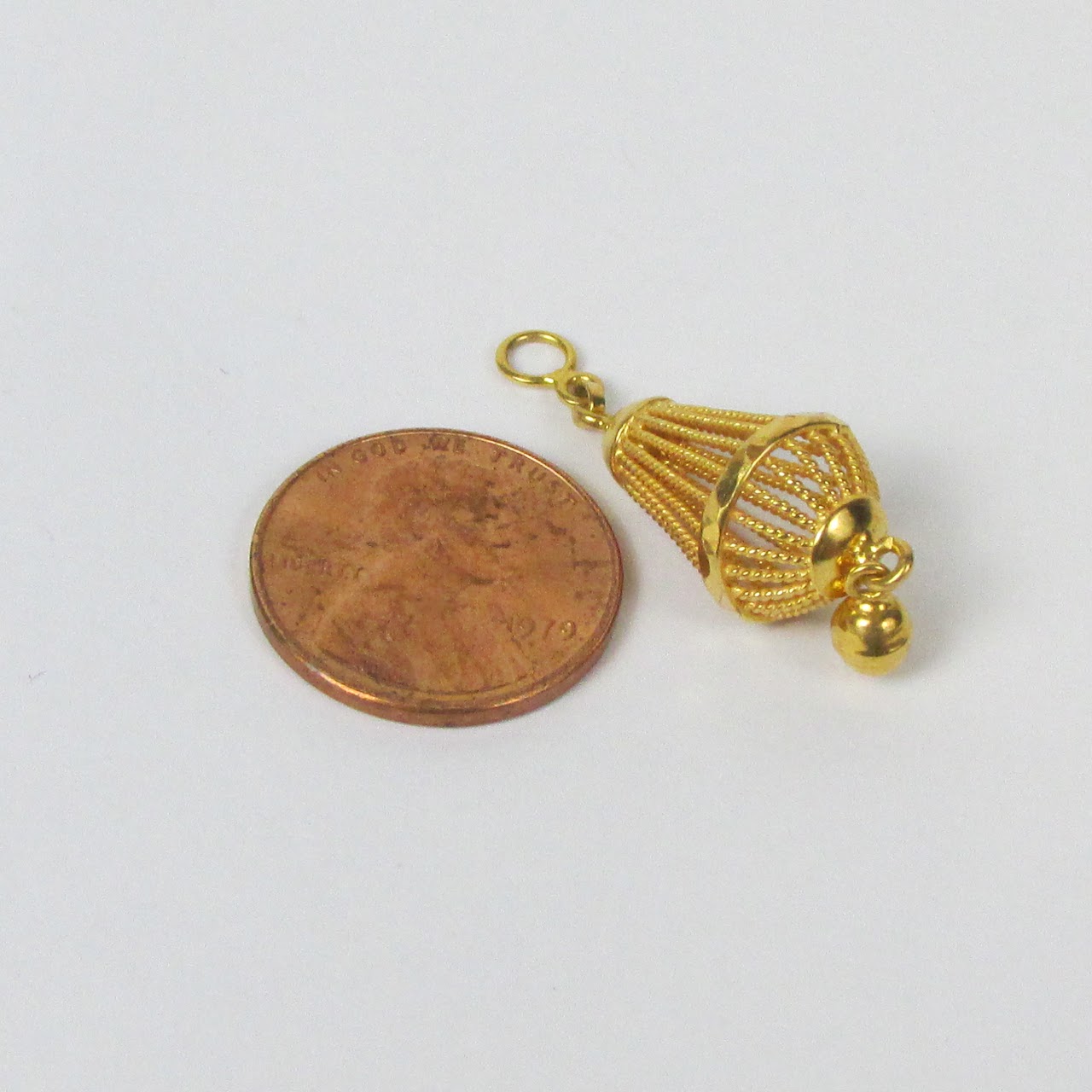 22K Gold Caged Bead Charm