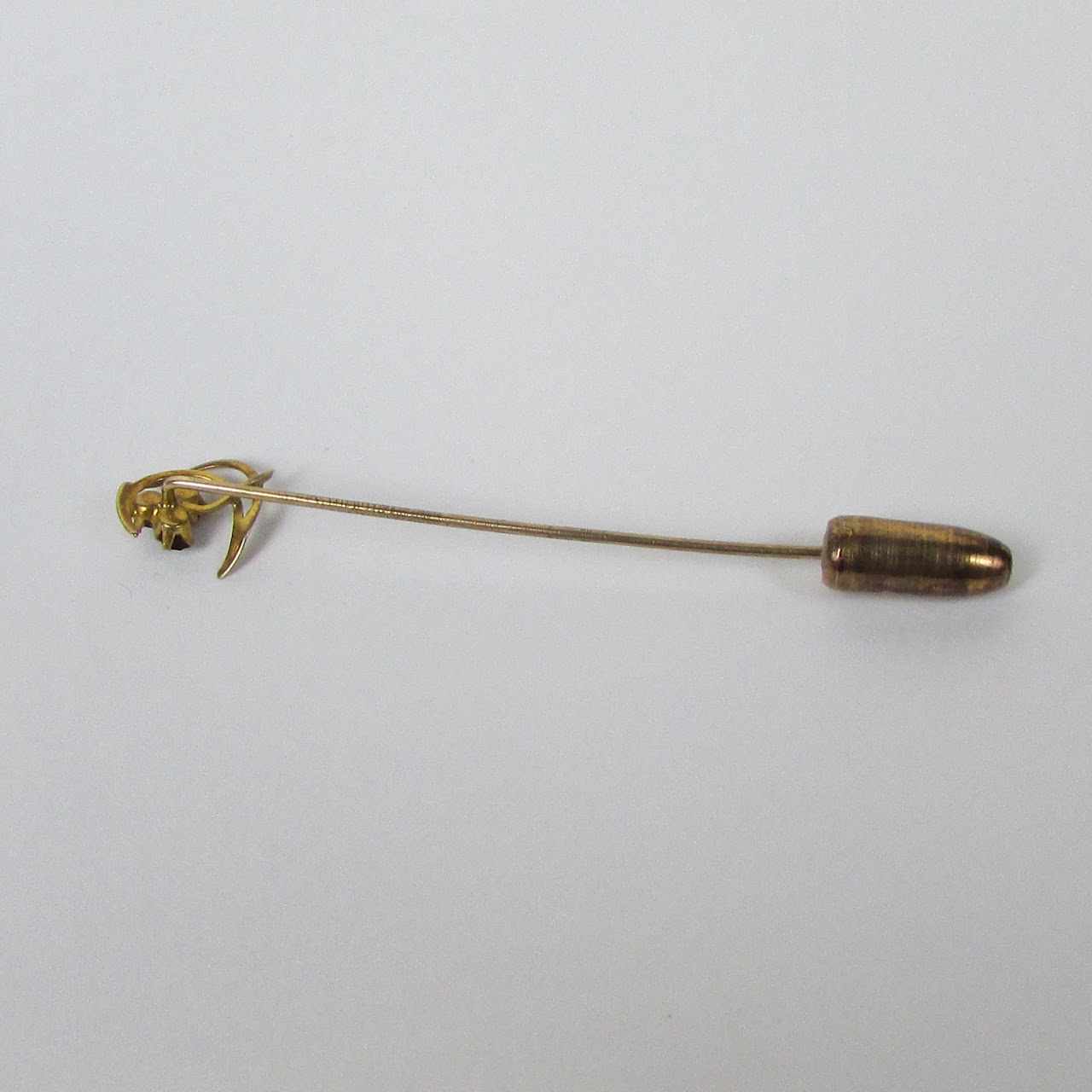 10K Gold & Red Stone Stick Pin