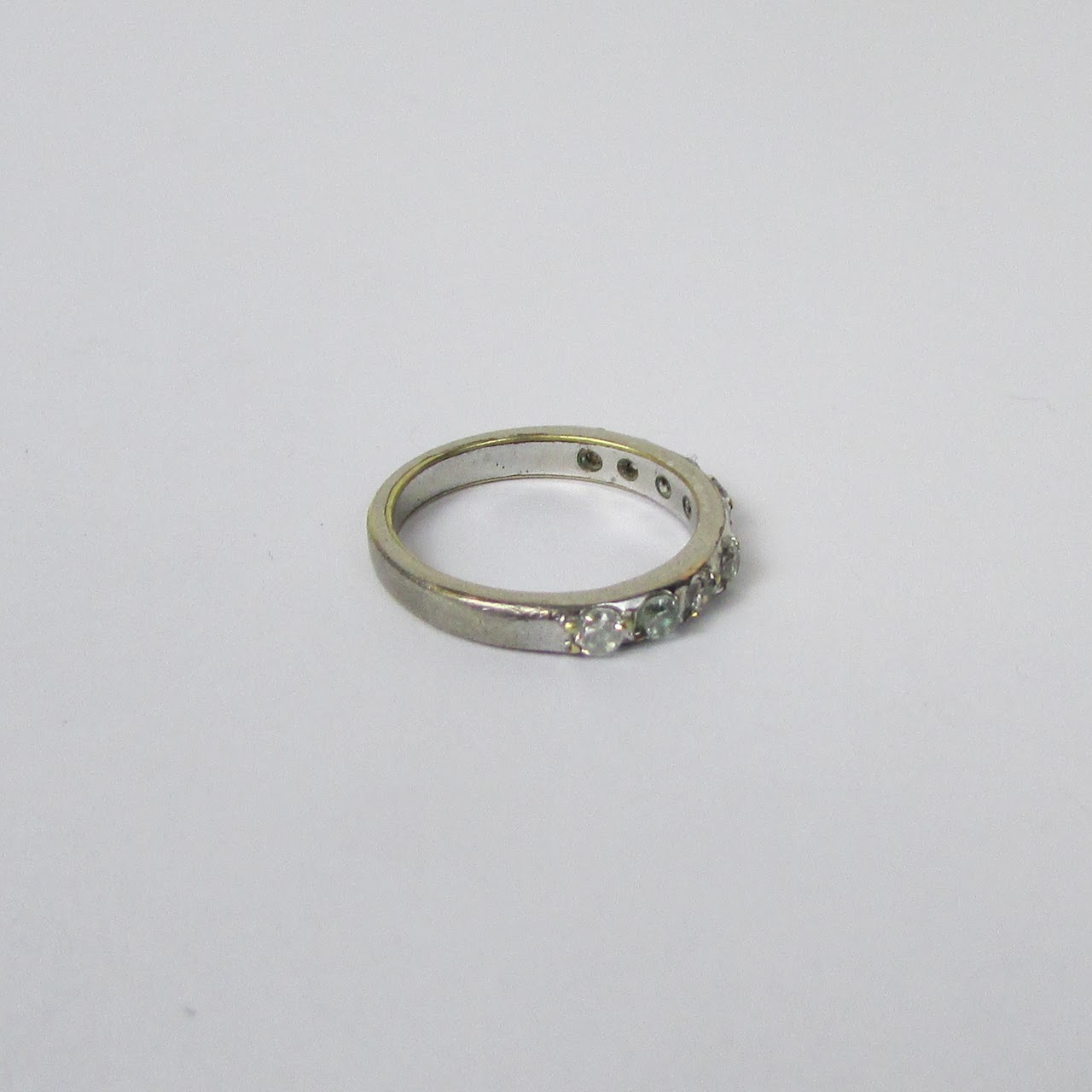 10K White Gold Clear Stone Band Ring