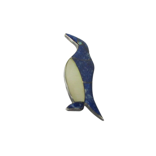 Sterling Silver Mother of Pearl & Lapis Lazuli Penguin Brooch