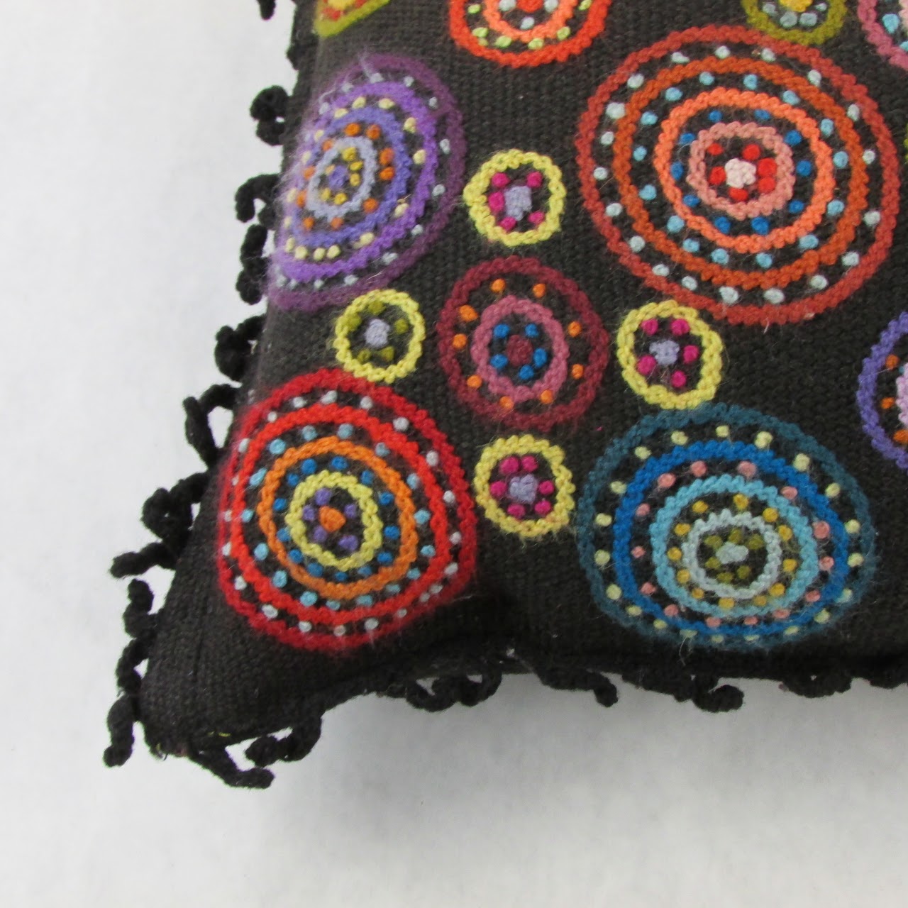 Hand Embroidered Decorative Pillow Pair