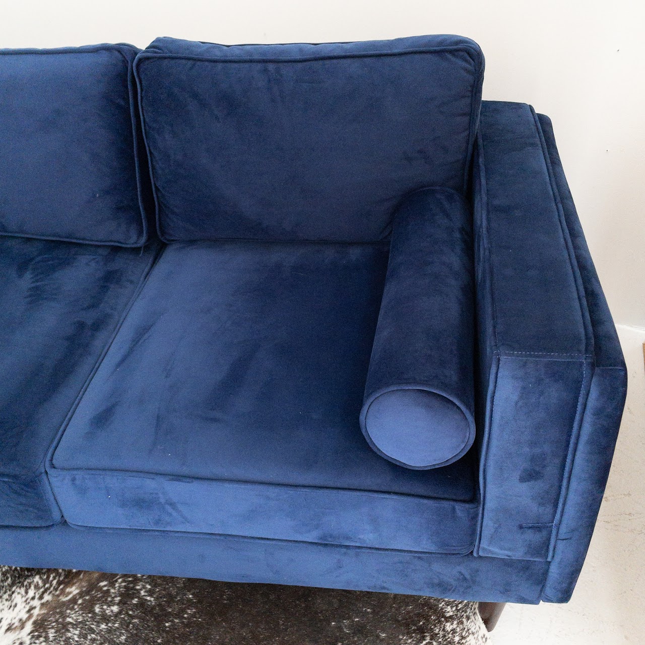 Contemporary Blue Velvet Sofa