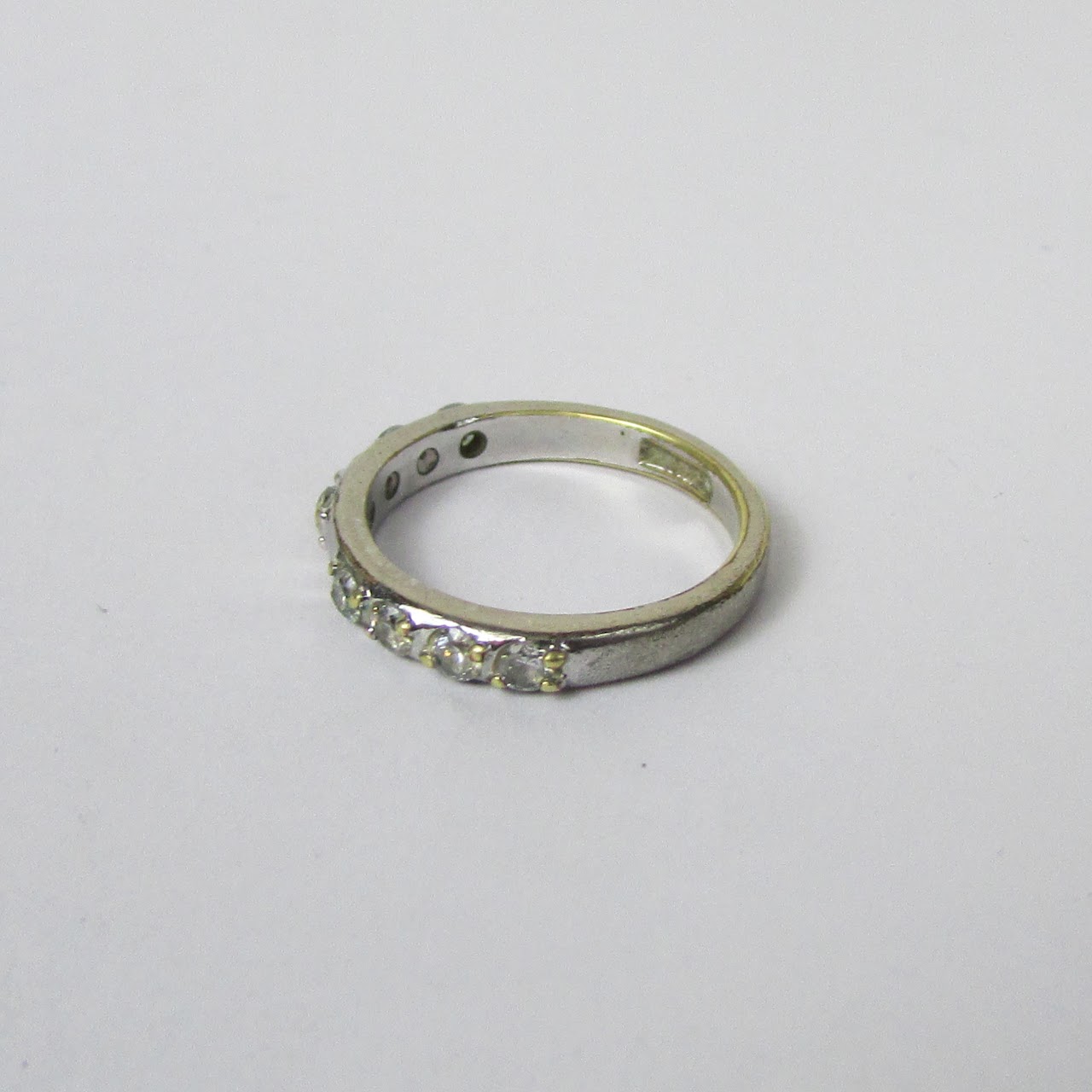 10K White Gold Clear Stone Band Ring