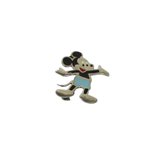 Sterling Silver & Enamel 'Mickey' Convertible Brooch