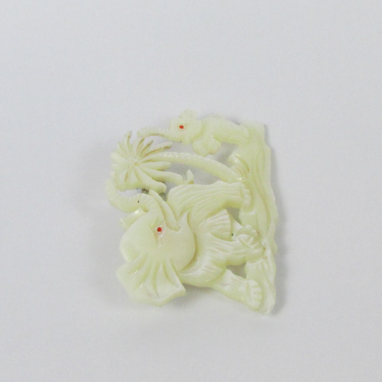 Carved Mother of Pearl Elephant Brooch