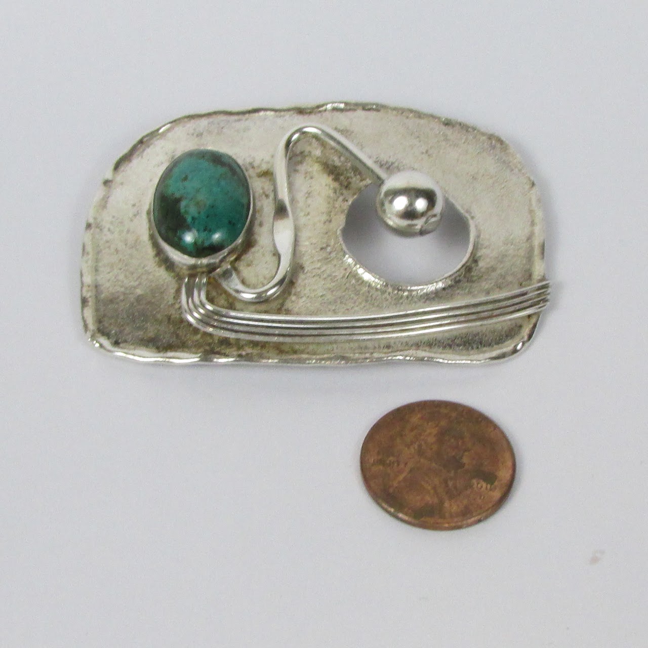 Silver & Turquoise Handmade Modernist Convertible Brooch
