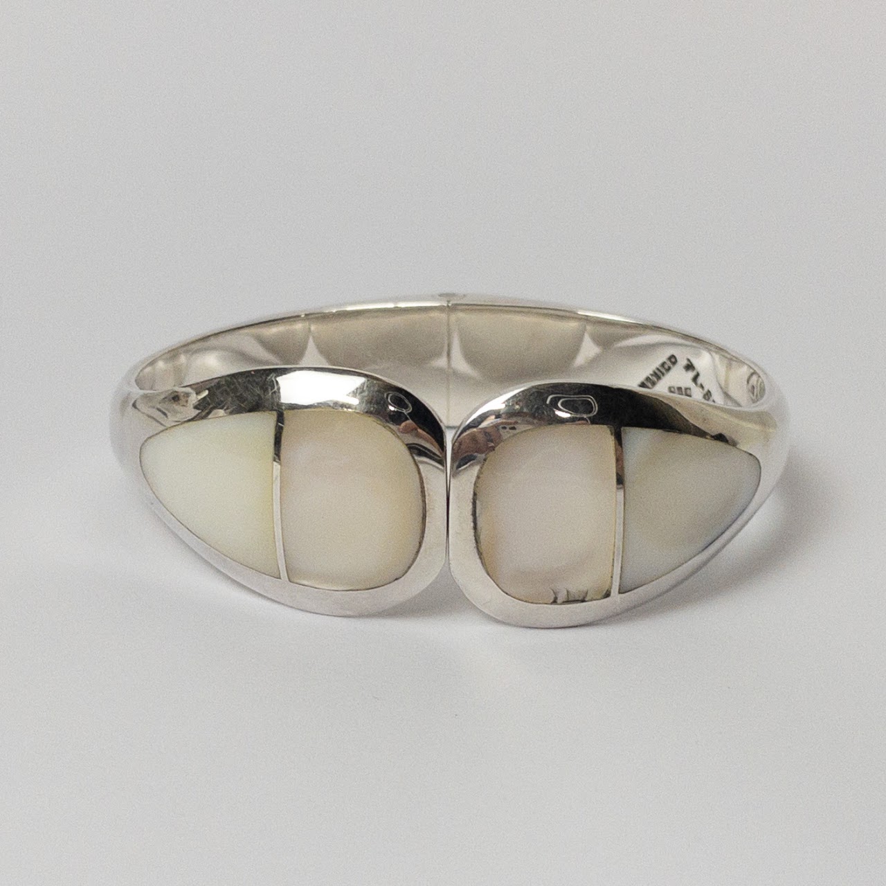 Sterling Silver & Mother of Pearl Bangle Bracelet