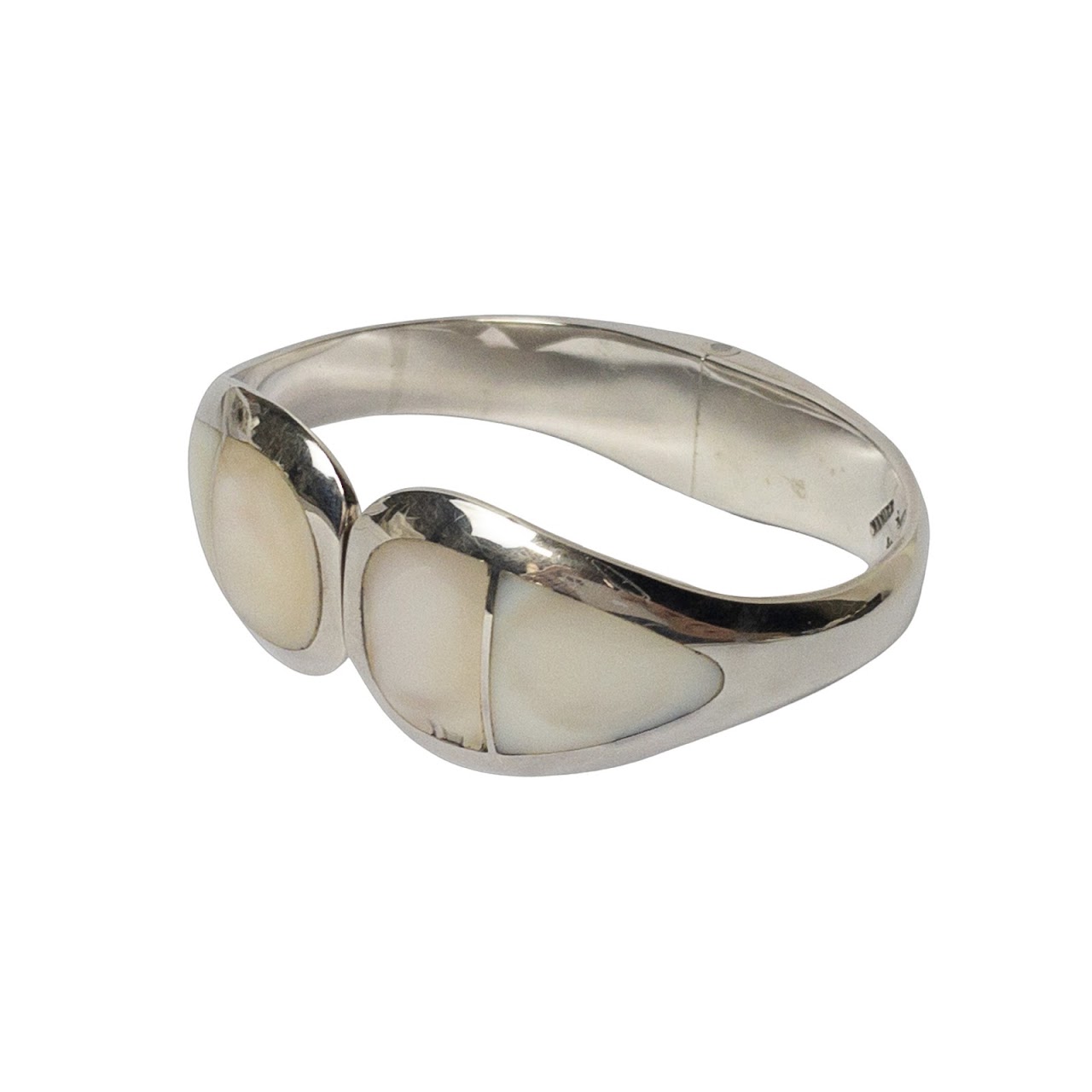 Sterling Silver & Mother of Pearl Bangle Bracelet