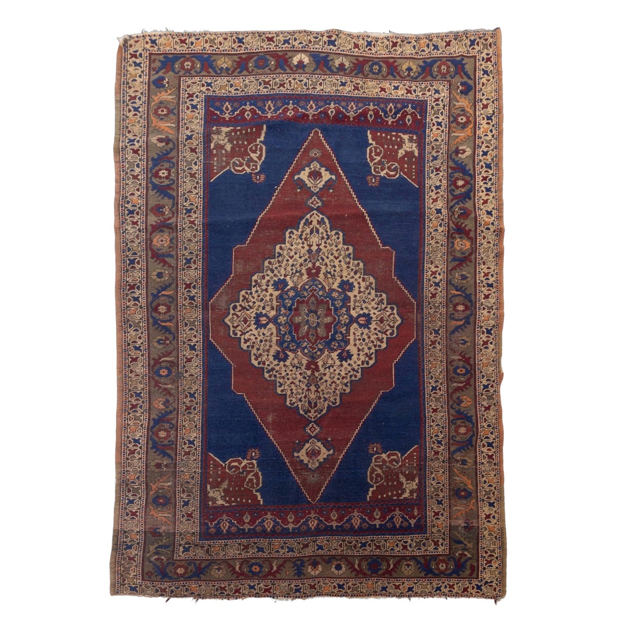 Royal Blue & Diamond Pattern Rug