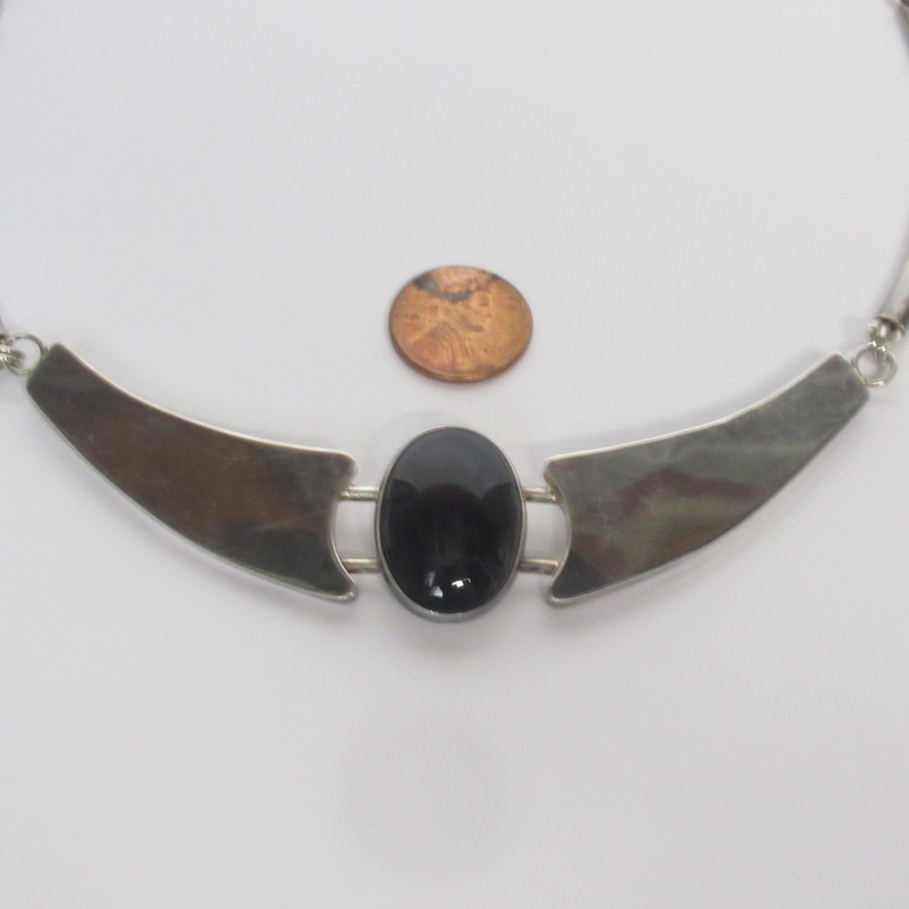 Sterling Silver and Onyx Necklace