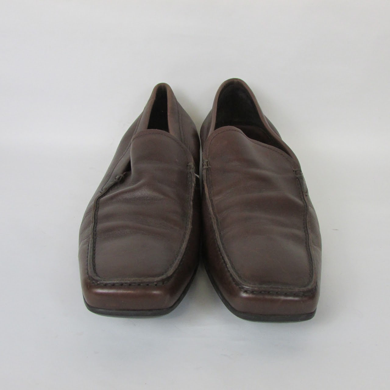 Prada Brown Leather Slip On Loafers