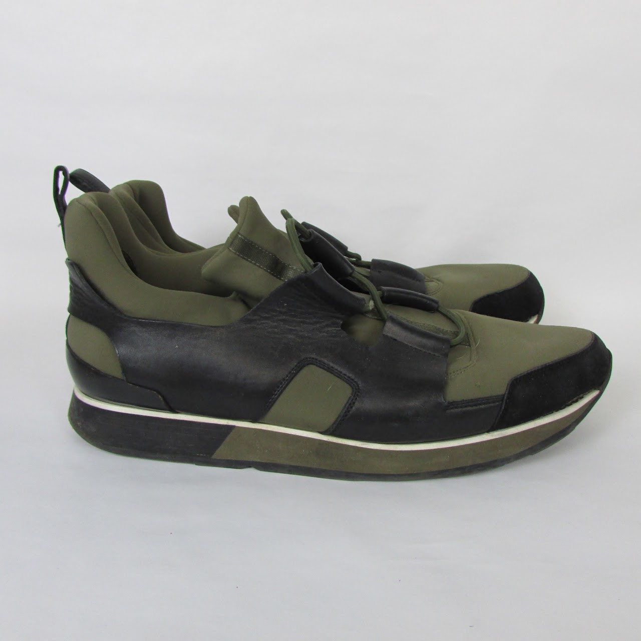 Hermès Olive & Black Slip On Sneakers