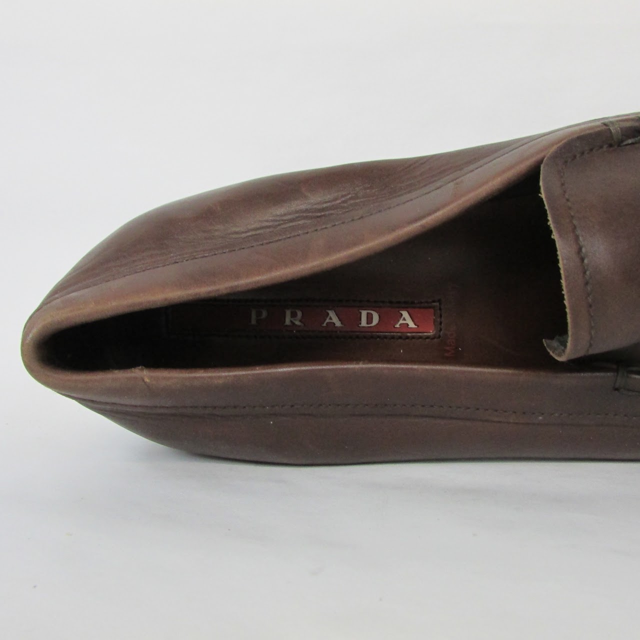 Prada Brown Leather Slip On Loafers