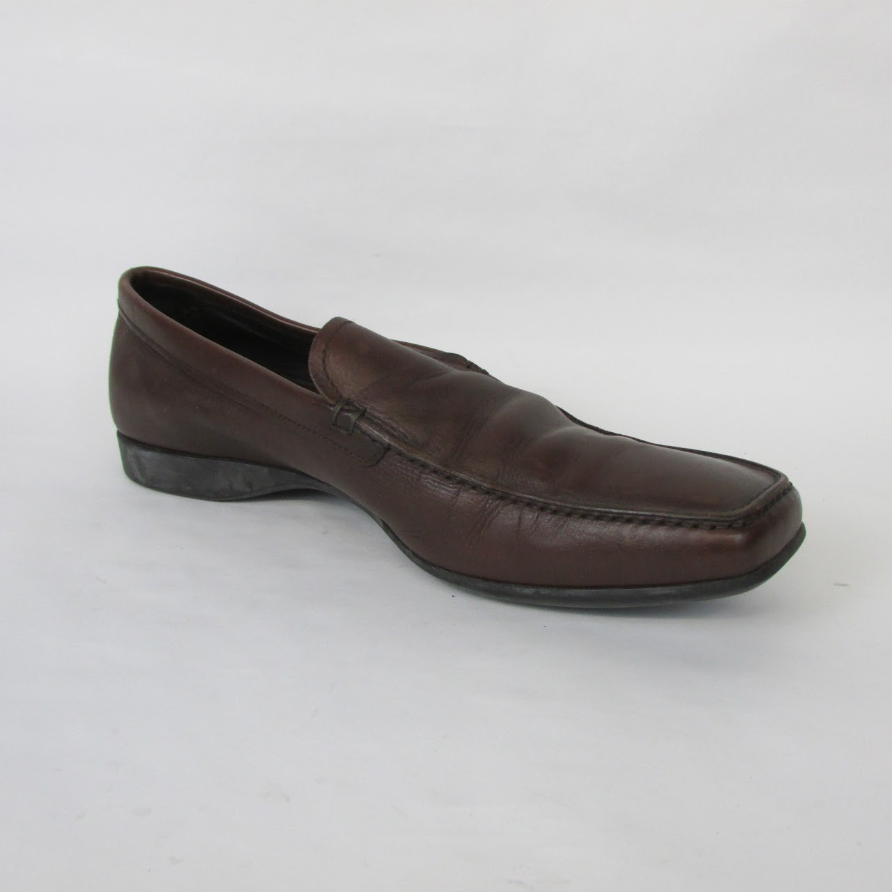 Prada Brown Leather Slip On Loafers