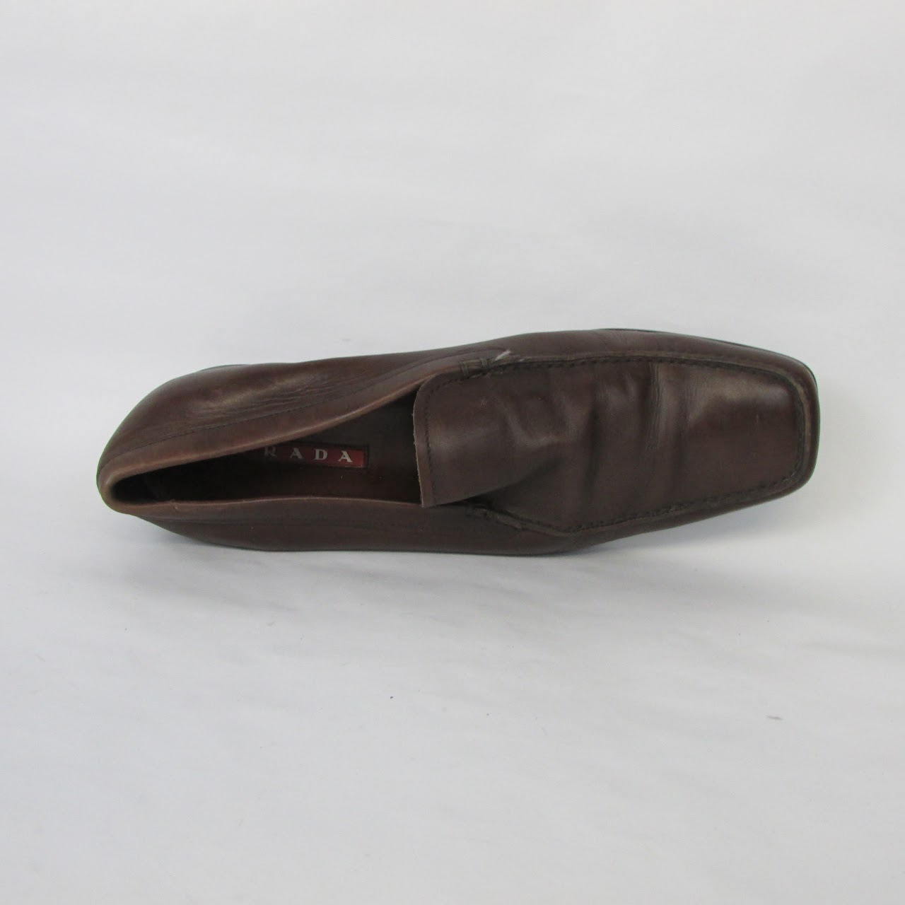 Prada Brown Leather Slip On Loafers