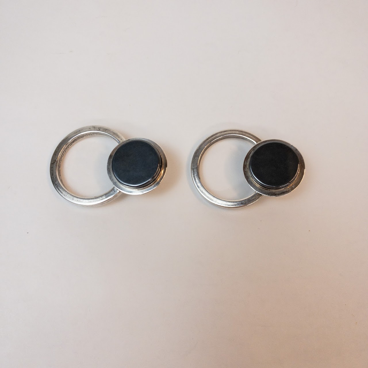 Sterling Silver & Hematite Modernist Earrings