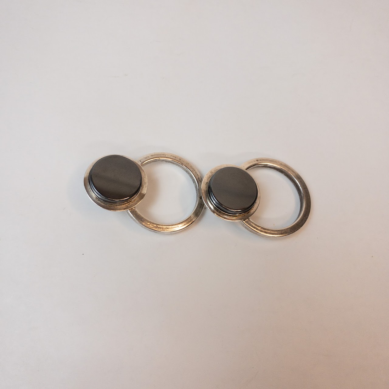 Sterling Silver & Hematite Modernist Earrings