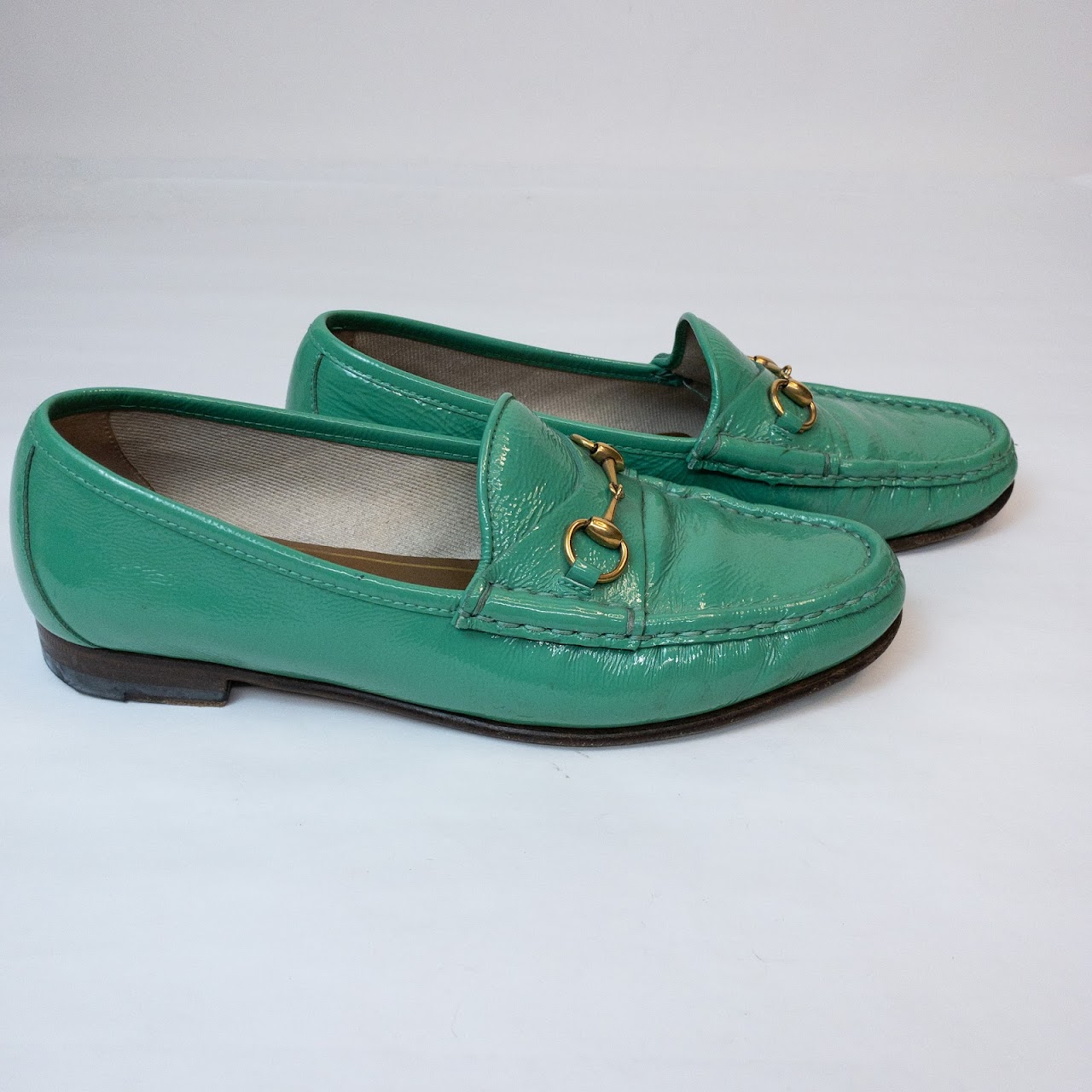 Gucci Green Patent Leather Loafers