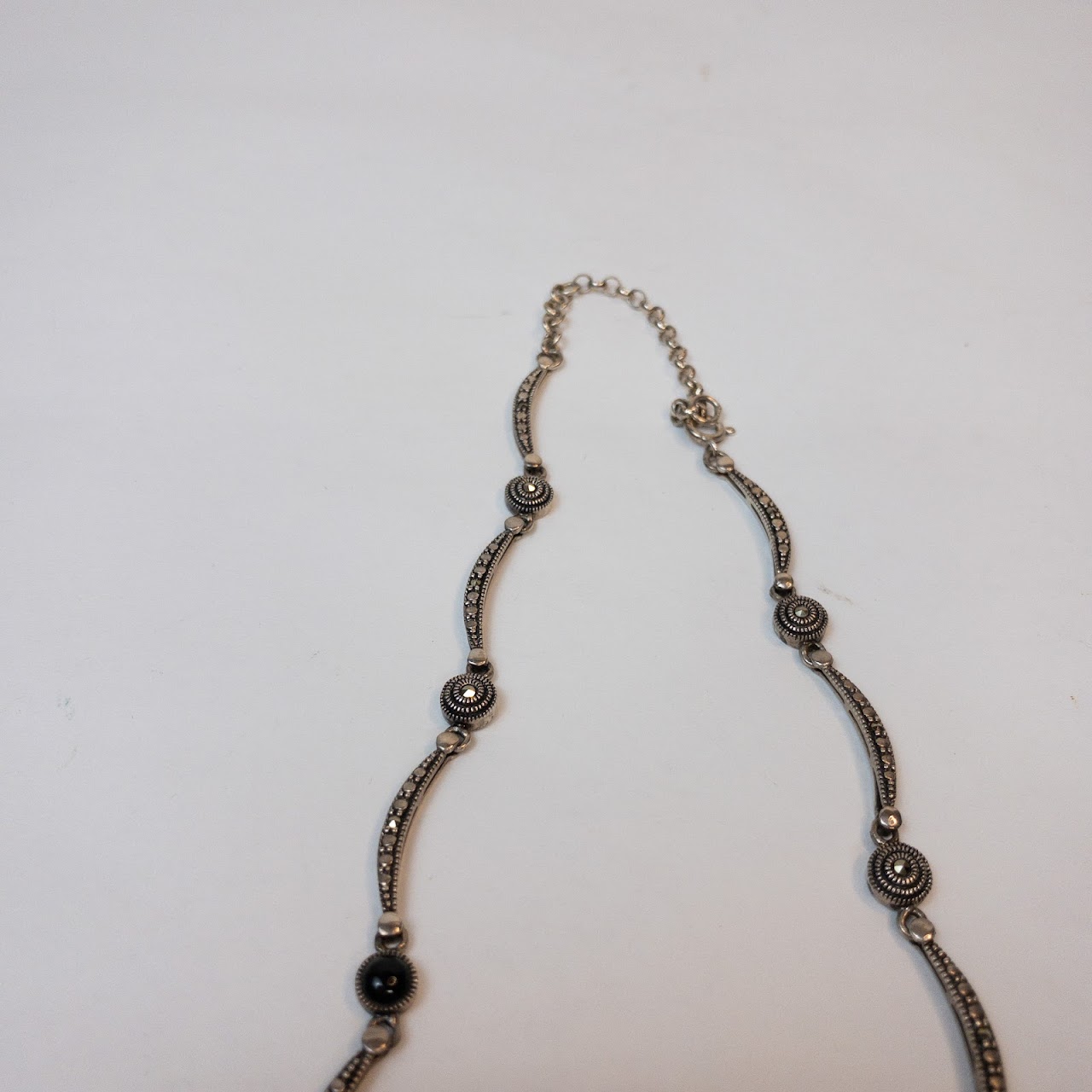 Sterling Silver, Onyx, & Marcasite Necklace