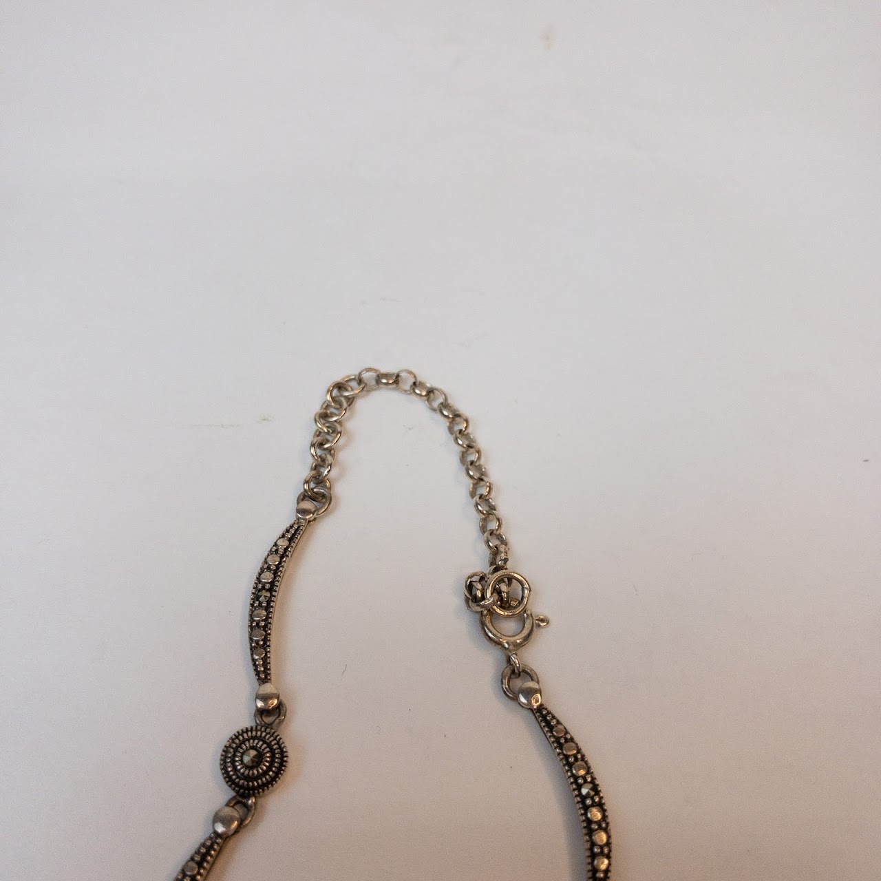 Sterling Silver, Onyx, & Marcasite Necklace