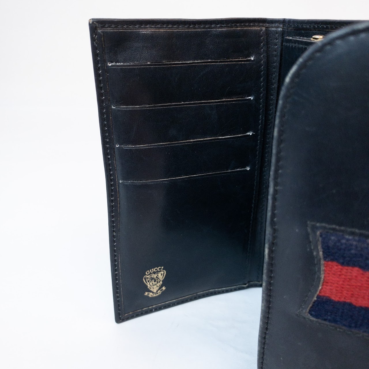 Gucci Vintage Navy Blue Leather Wallet