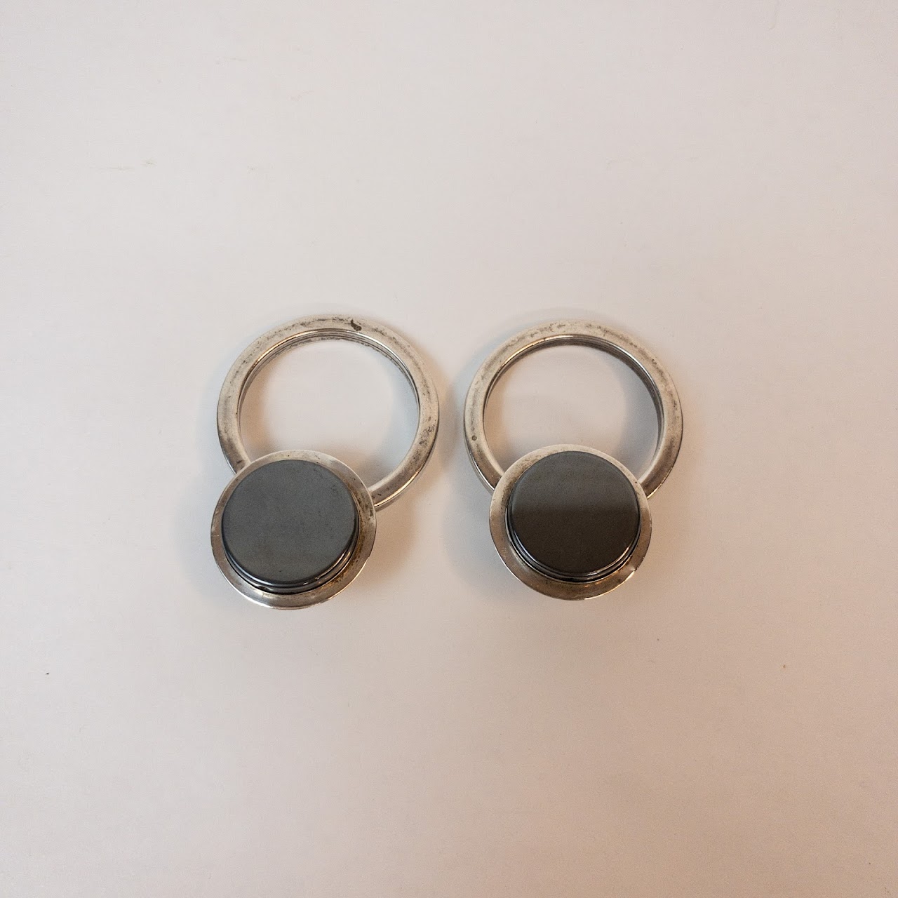 Sterling Silver & Hematite Modernist Earrings