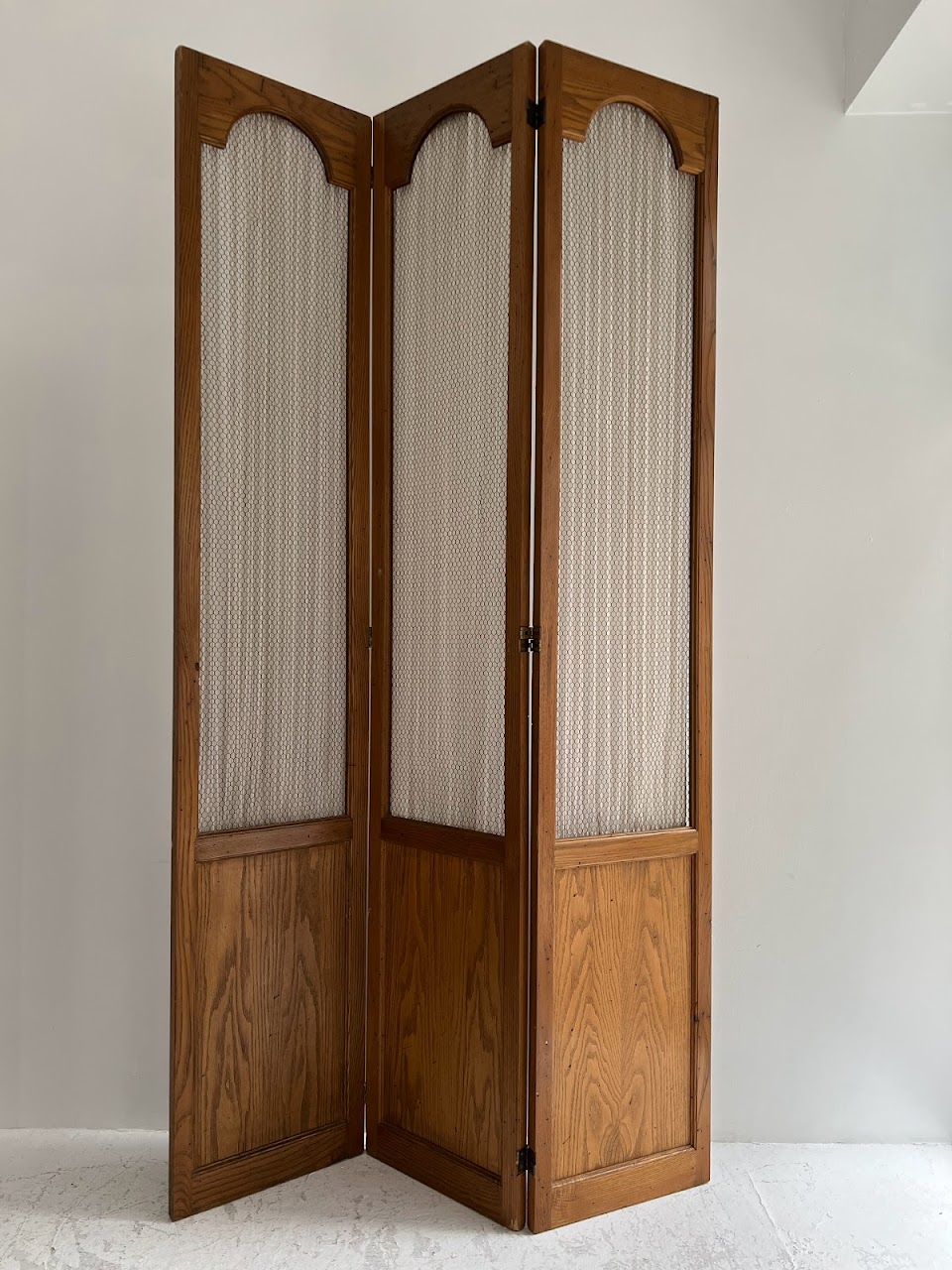 Wormy Oak 8' Tall Three-Panel Screen