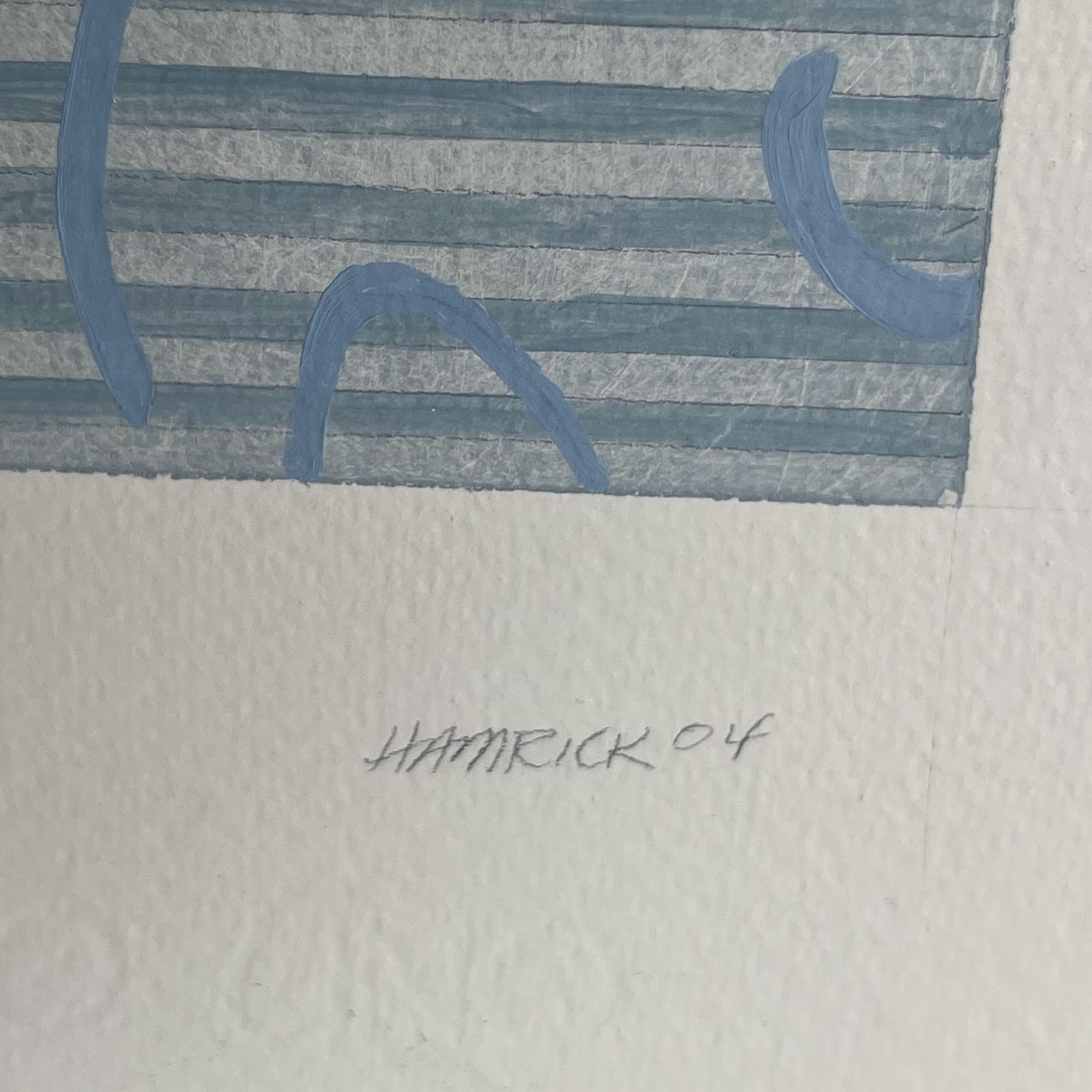 Hamrick 'Water Notes' Signed Gouache and Pencil Abstract Painting