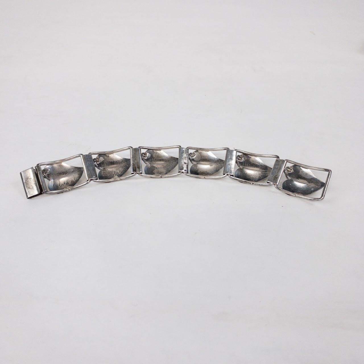 Sterling Silver Mexican Modernist Bracelet and Earring Set