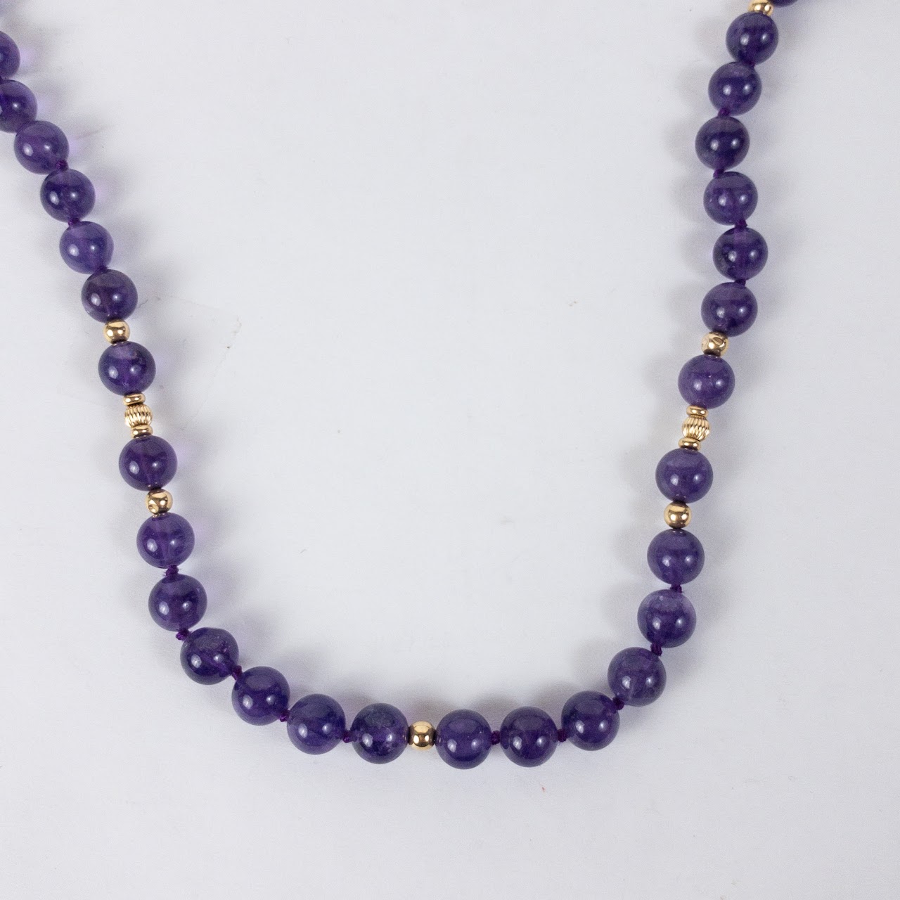 Amethyst and 14K Gold Bead Necklace
