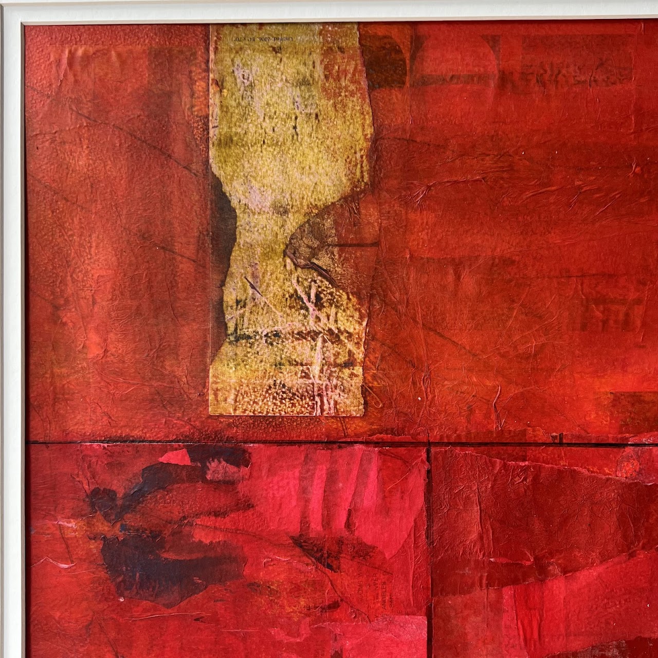 Nahid Signed Abstract Oil and Collage Painting