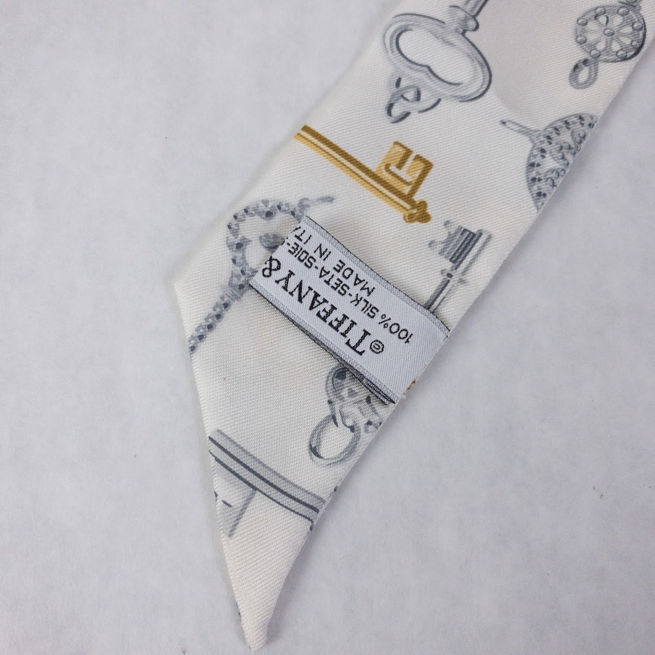 Tiffany &  Co. White Silk Key Twilly