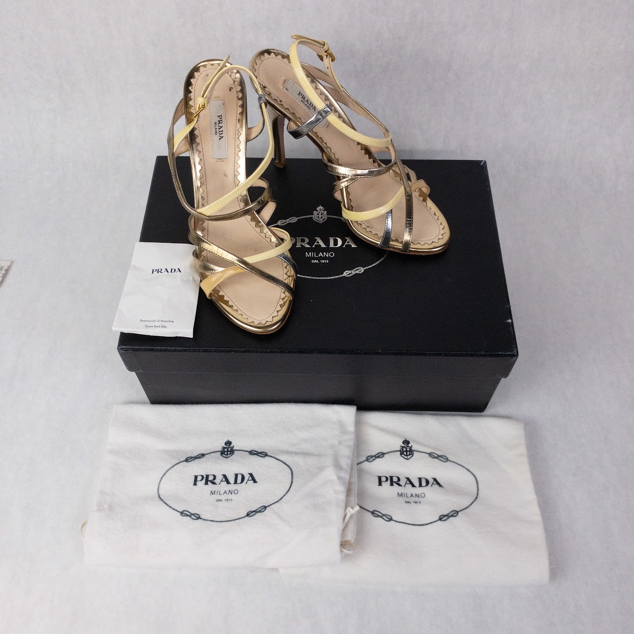 Prada Metallic Leather Sandals