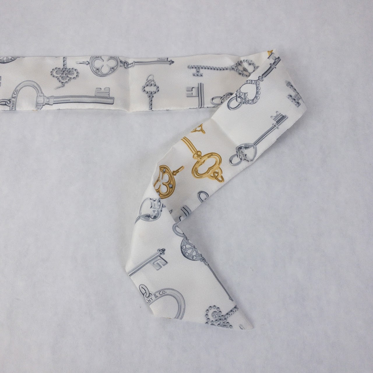 Tiffany &  Co. White Silk Key Twilly