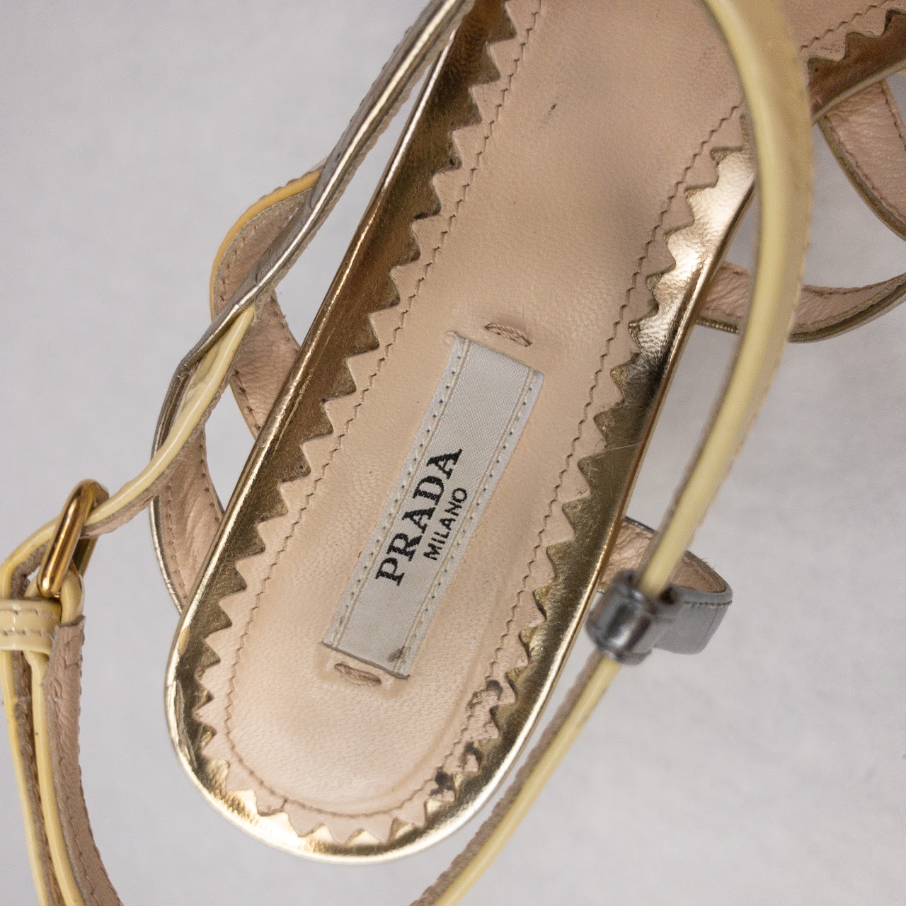 Prada Metallic Leather Sandals