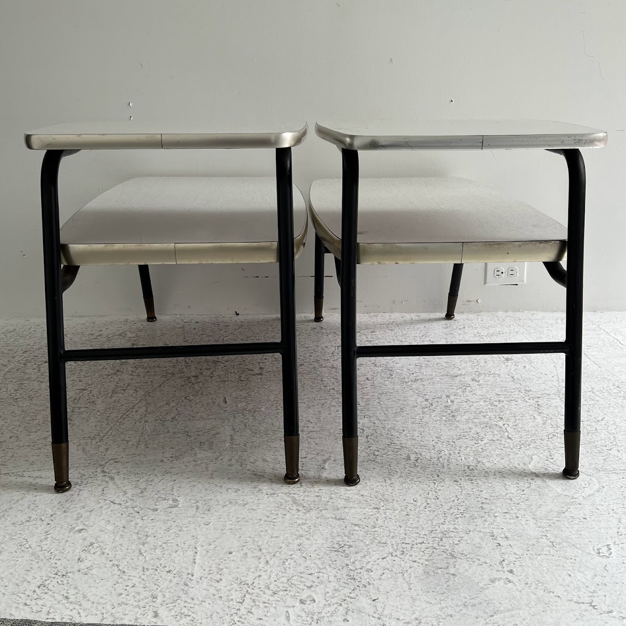 Lloyd Mid-Century Faux Wood Side Table Pair