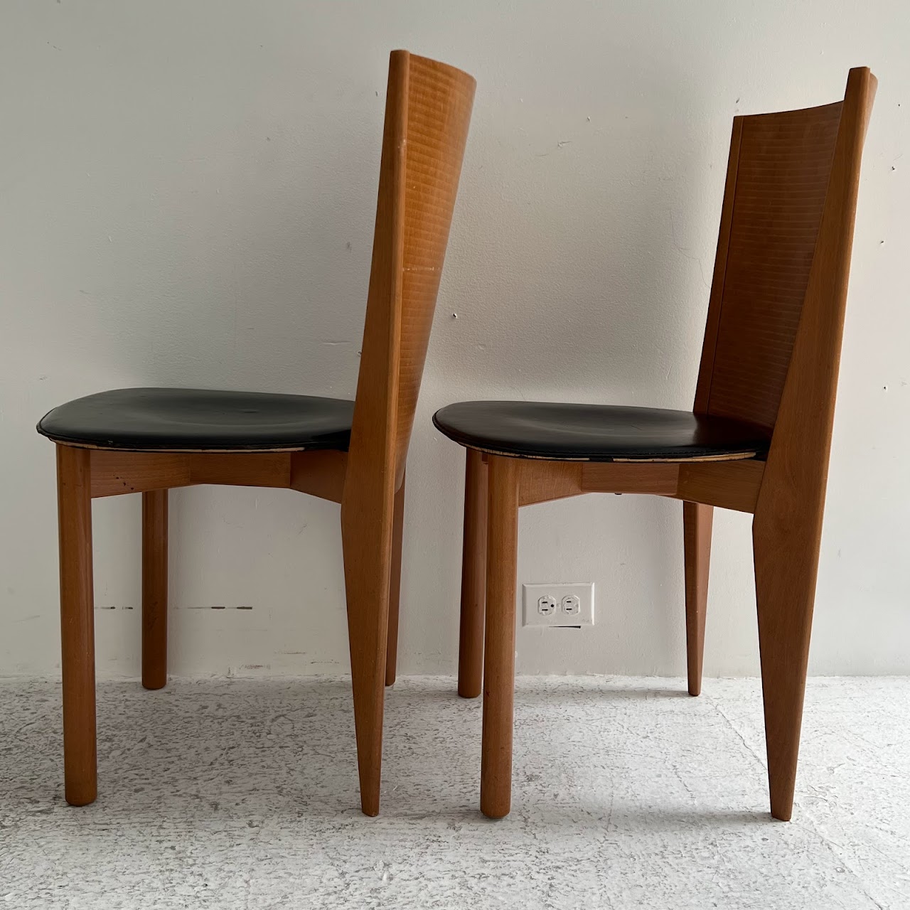 Calligaris Italian Postmodern Dining Chair Pair