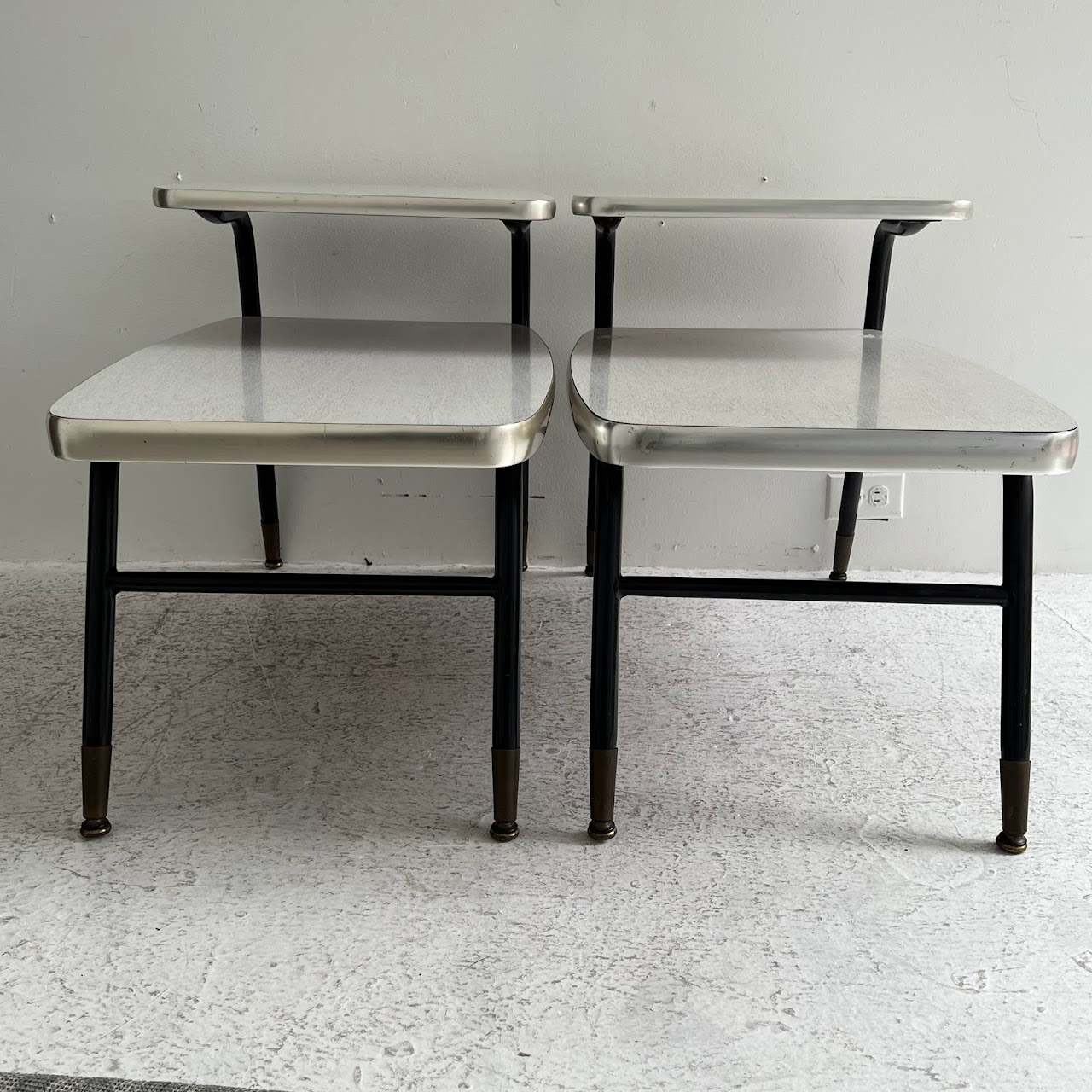 Lloyd Mid-Century Faux Wood Side Table Pair