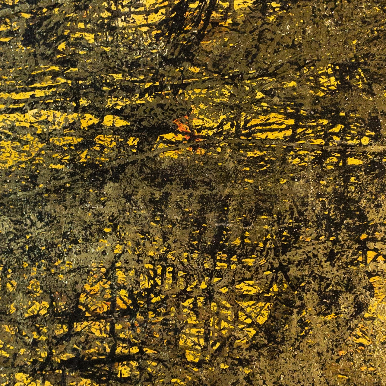 Yellow & Gold Leaf Abstract Painting