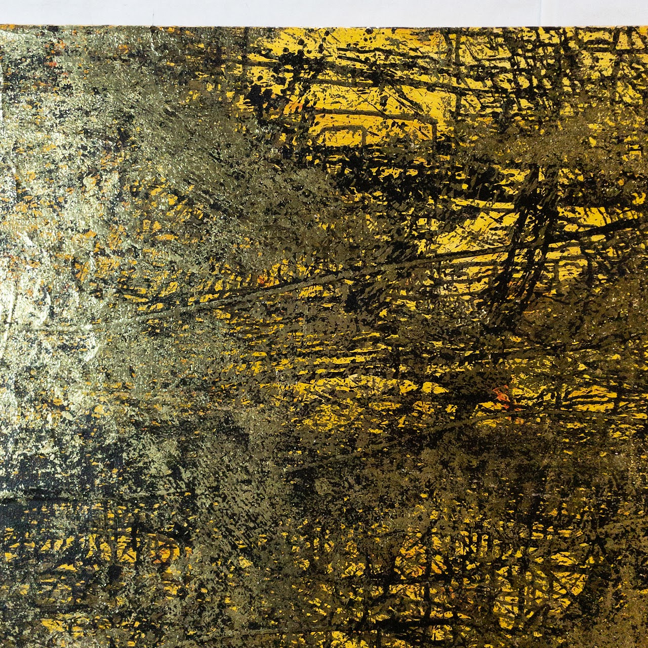 Yellow & Gold Leaf Abstract Painting